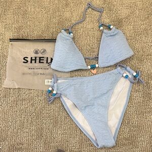 Shein Light Blue Textured Bikini Set- 14Y